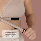 Showcasing of the Springrose adaptive bra's velcro front closure