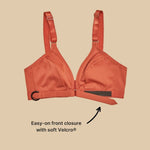 Flatlay of the Springrose adaptive bra showing the velcro front closure