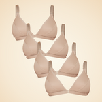 Four bra velcro bra bundle in beige